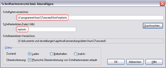 Font-Verzeichnis Hinzufgen