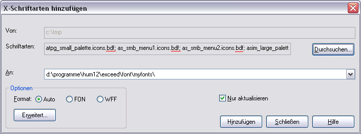 Xconfig - X-Font Hinzufgen