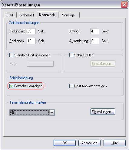 Xstart - Netzwerk